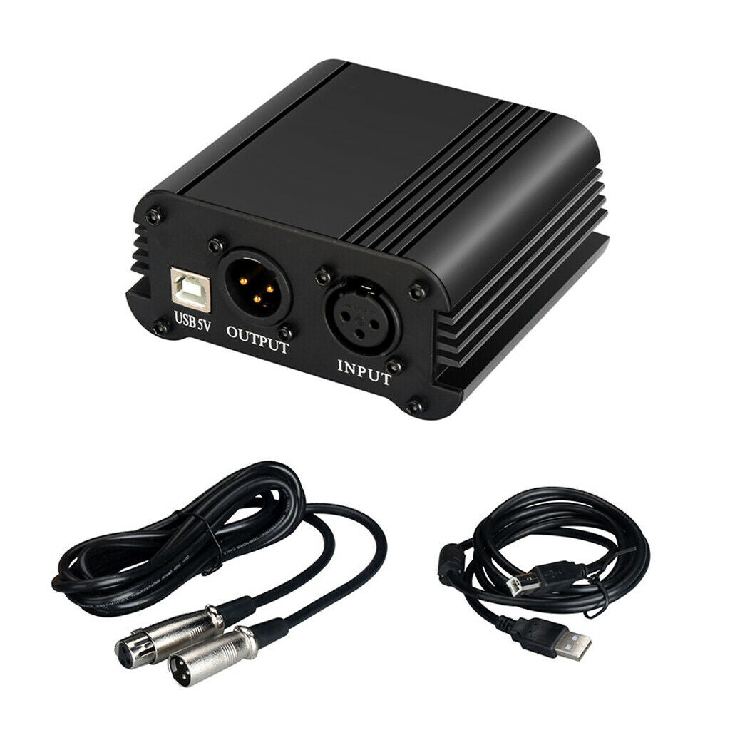 48V Phantom Power Supply for Condenser Microphone Mic Audio Studio Recording