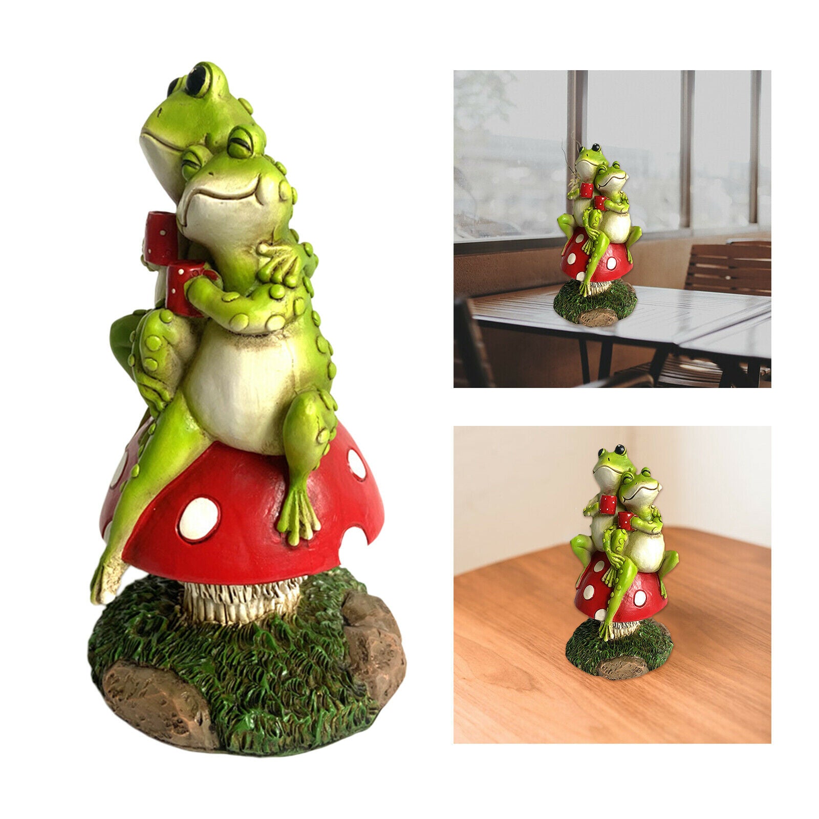 Art Creative Garden Frog Statue Polyresin Animal Sculpture Patio Decorative