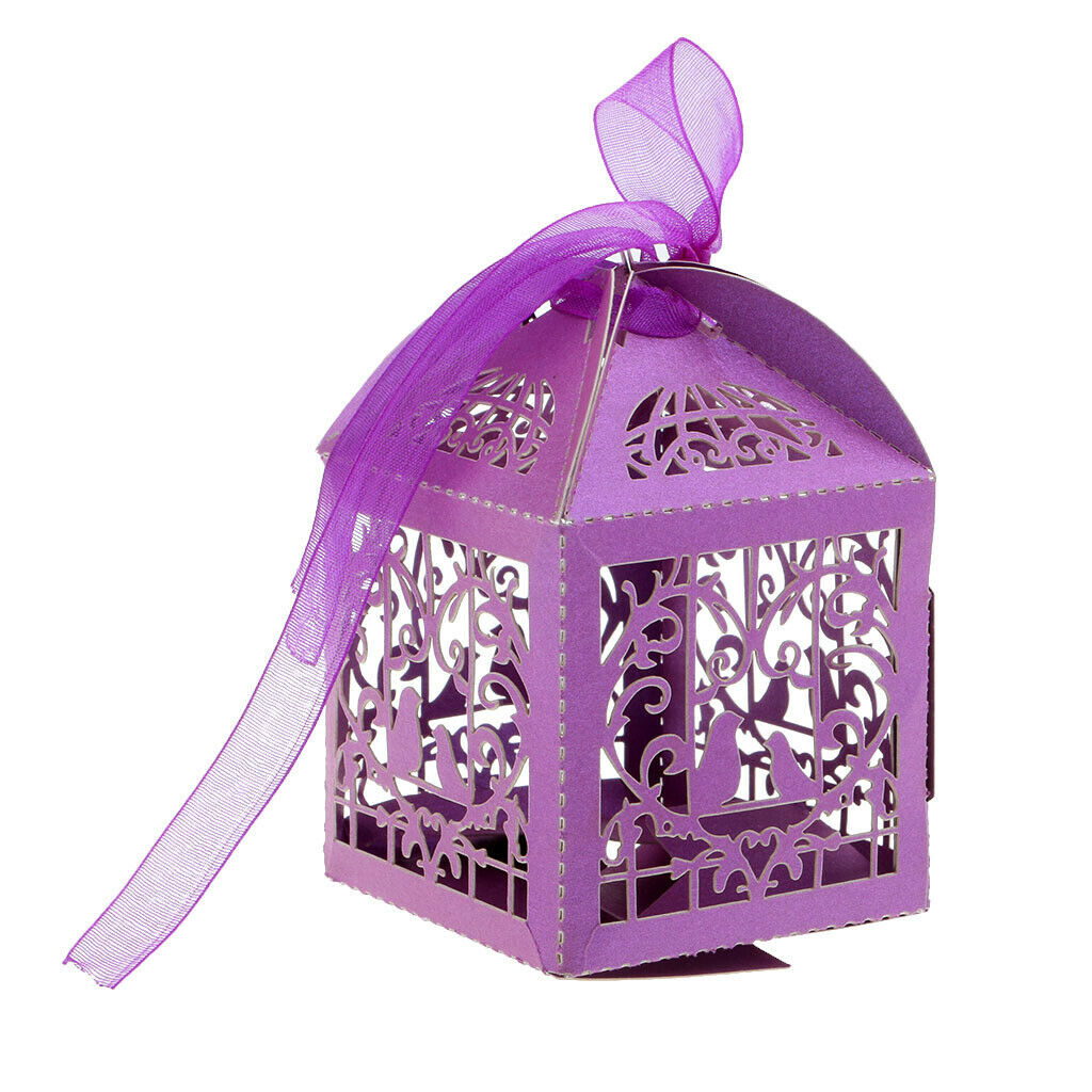Hollow Bird Love Heart Candy Boxes Sweets Wedding Gifts Boxes with Ribbon B