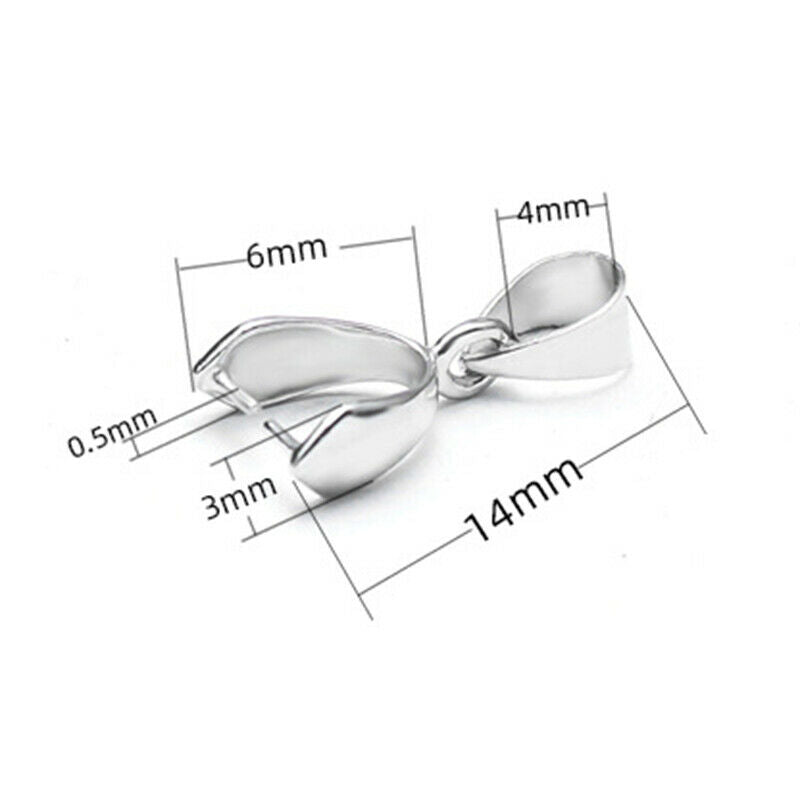 100x Pinch Bail Pinch Pendant Bail Clasp Pendant BailClip Connector Necklace HN