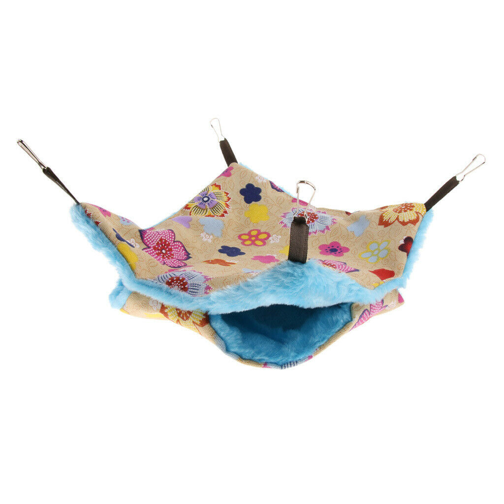Small Pet Hamster Ferret Double Bunkbed Cage Hammock Hanging Bed Yellow+Blue