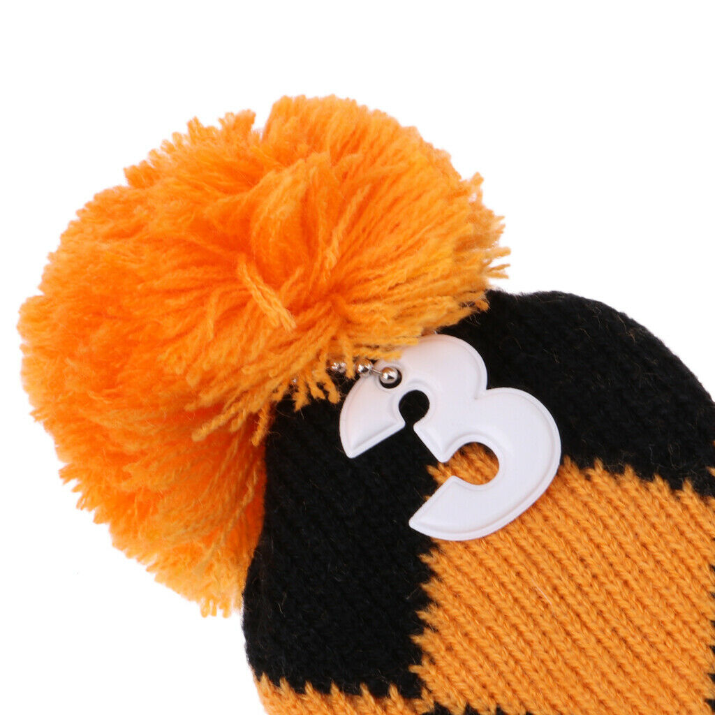3Pcs Golf Pom Pom Knit UT Headcover Fairway Woods Driver Hybrid Head Covers