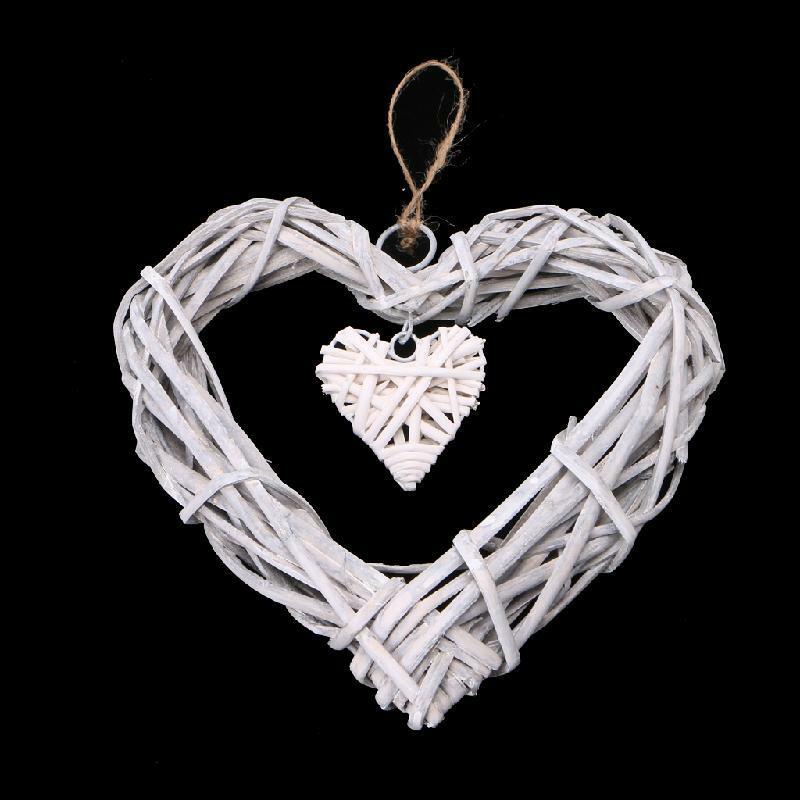 Wicker Love Heart Shape Shabby Chic Wreath Hanging Wedding Birthday Party Decor