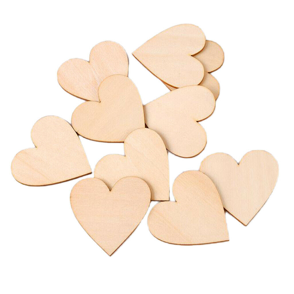20 Pieces Natural Cutouts Wood Heart Shapes DIY Craft Wooden Embellishments