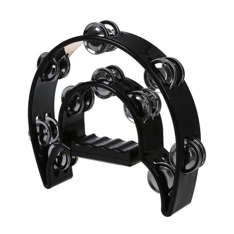 1X(Musical Double Half Moon Tambourine Drum Kit Hi Hat Percussion Gift KTV P6V5)