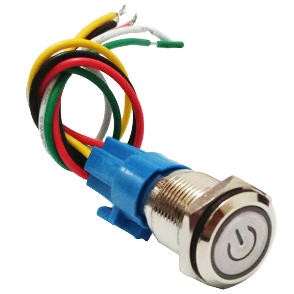 Momentary Push Button Switch, Metal Shell Waterproof, 5A, Self-locking for 16mm