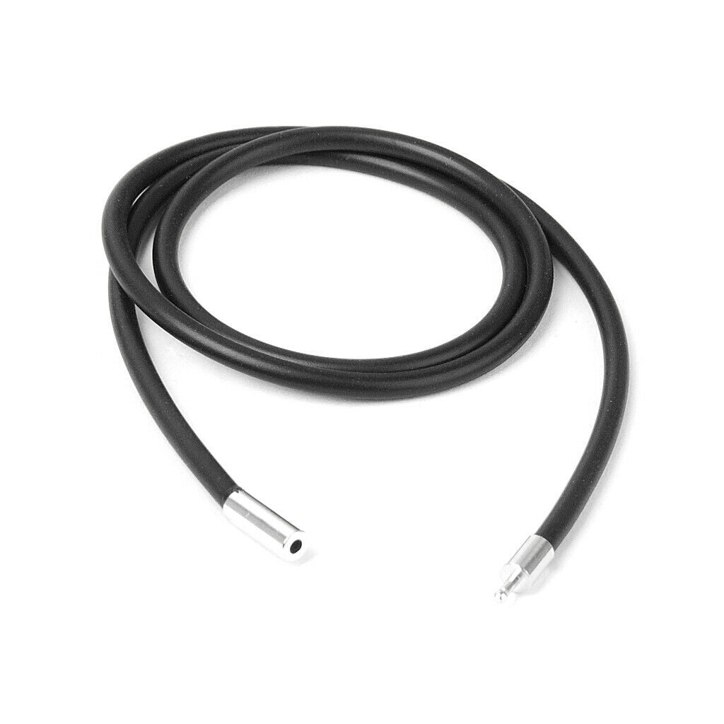 5pcs Women 20 Inch Black Rubber Stainless Steel Link Cord Necklace Chain