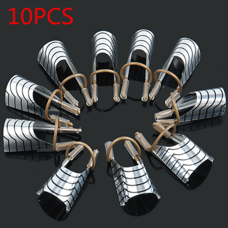 10 Pcs Reusable UV Gel Acrylic French Nail Art Tips Extension Guide Form Tool_US