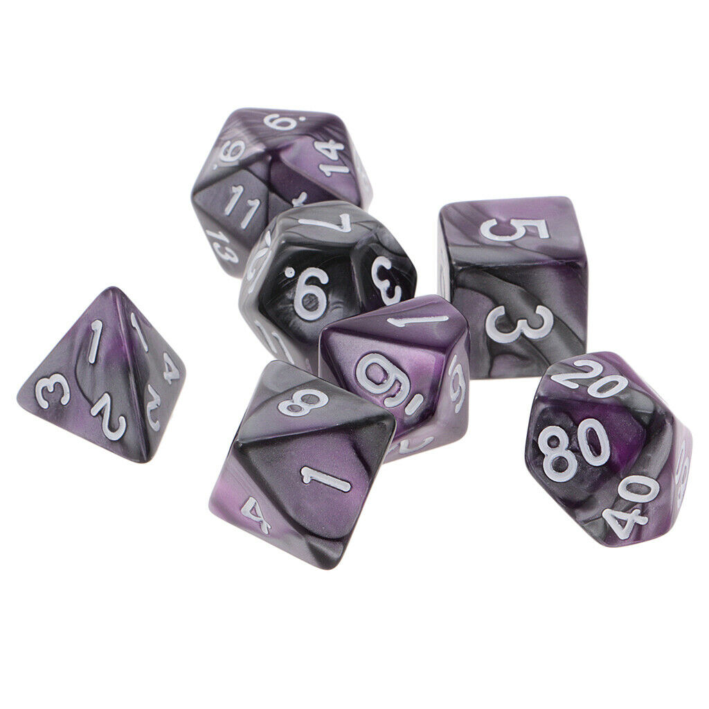 Double Color 7-die Dice 1.6cm fit   DND RPG Supplies Purple