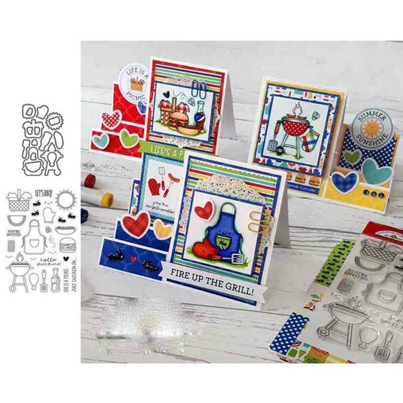 Barbecue Cutting Dies Clear Stamp for DIY Scrapbooking Paper Cards Embossing