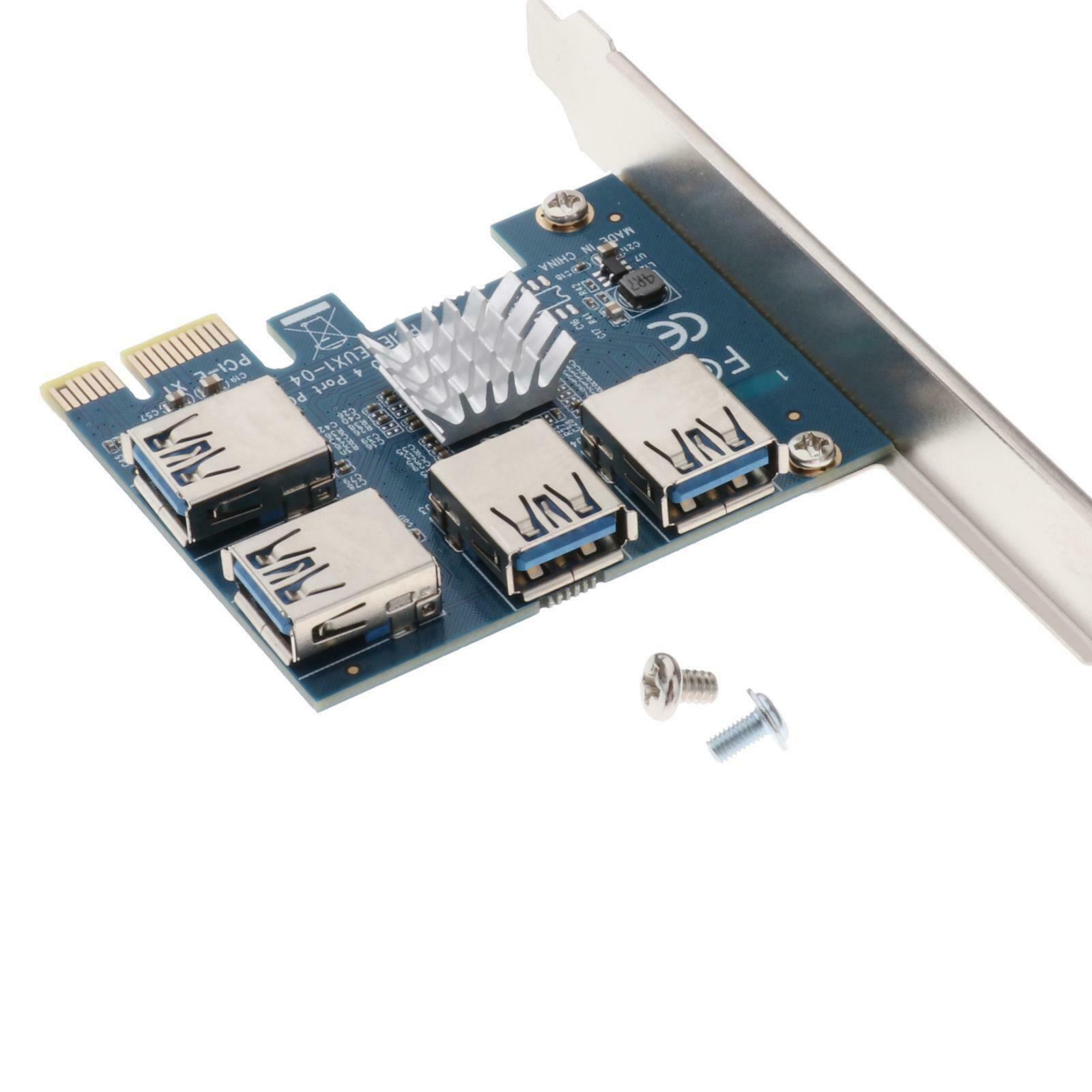 PCI-E 1 to 4 PCI Riser Card Converter PCI-E 1X to 4 USB Multiplier Adapter