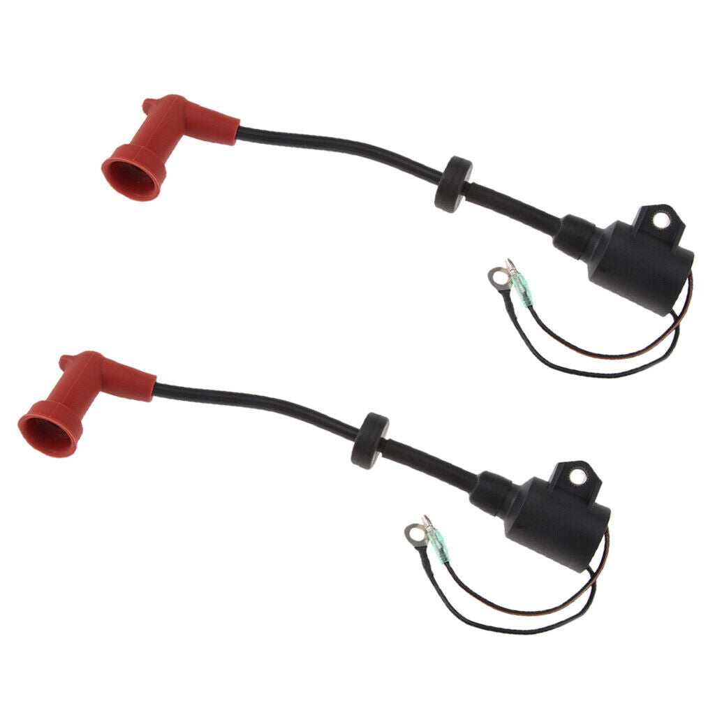 2x Outboard Ignition Coil Fit Yamaha 9.9HP, 15HP (2 Stroke) Engines 1996 - 2006