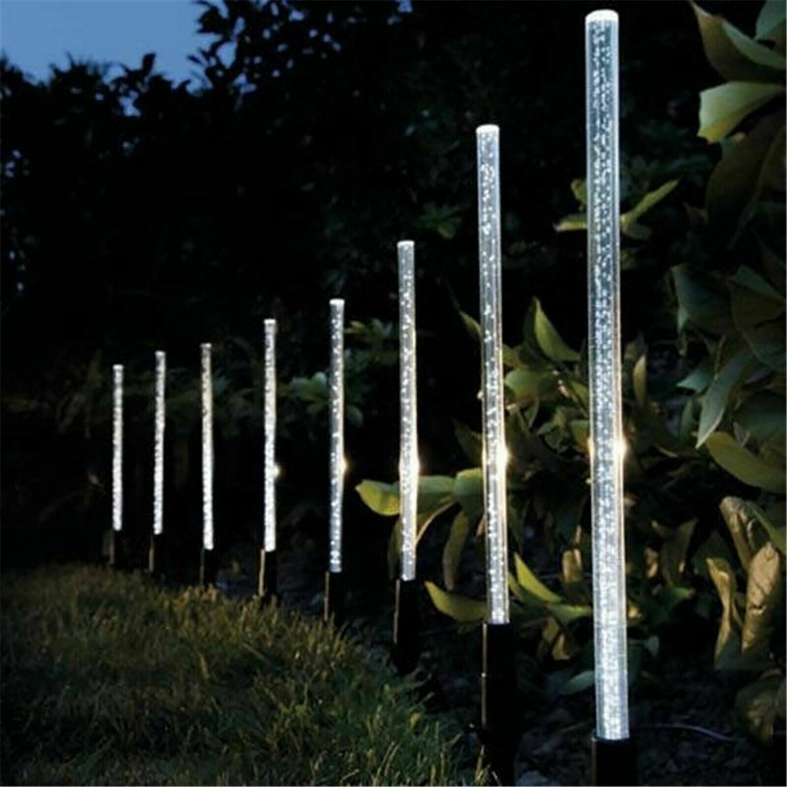 8pcs Waterproof White LED Outdoor Garden Solar Power Pathway Tube Lights Lamp