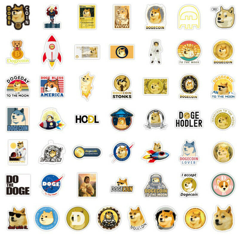 53pcs/Pack Dogecoin Commemorative Coin Stickers For Motorcycle Notebook C.l8