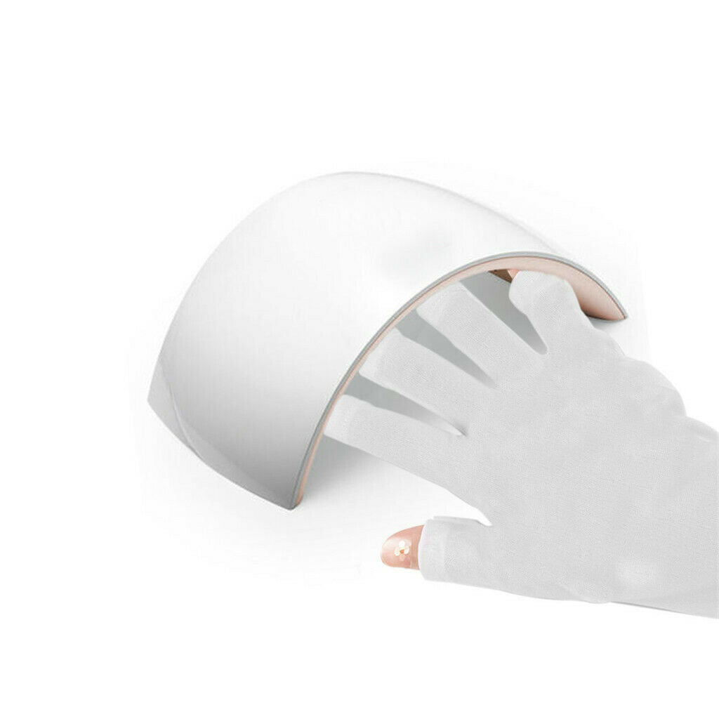 Fabric Anti UV Fingerless UV Protection Gloves for Nail Art Lamp White