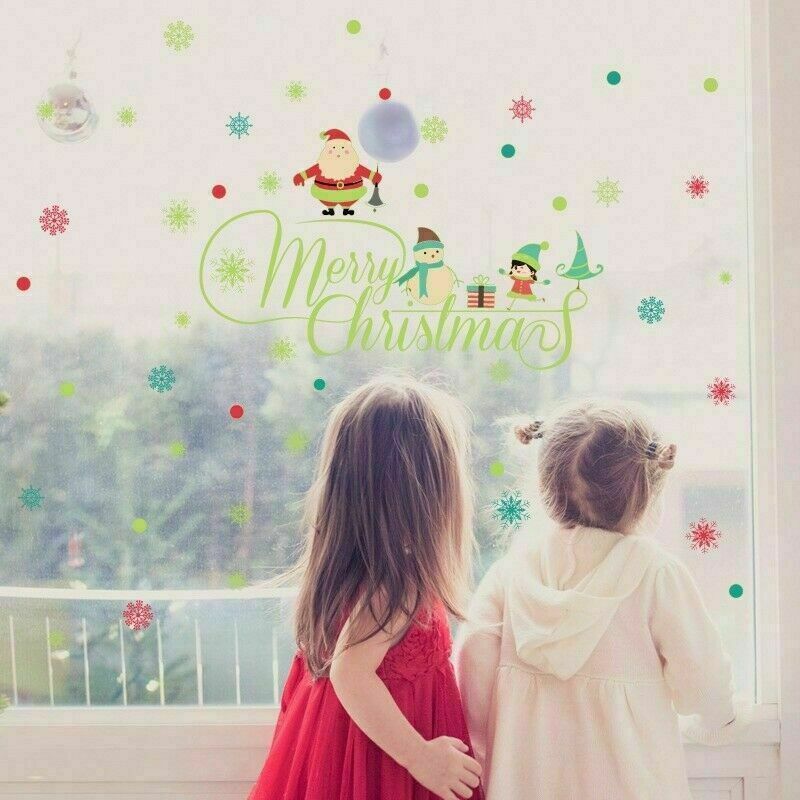 Luminous Christmas Glass Stickers Self-adhesive Window Stickers Home Decor NR9