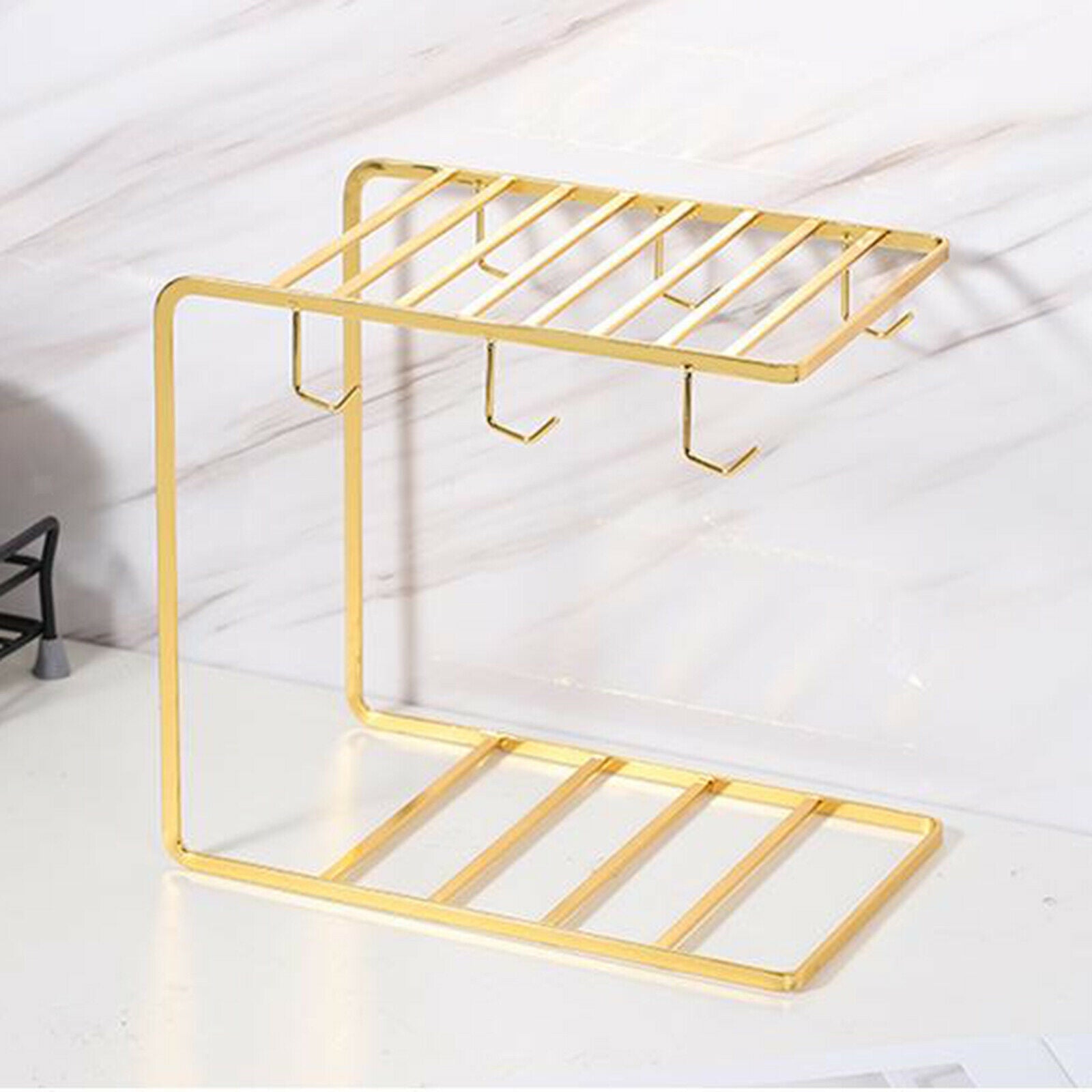 Minimalist Geometric 6 Cup Drying Rack Stand Metal Mug Tree Drying Organizers
