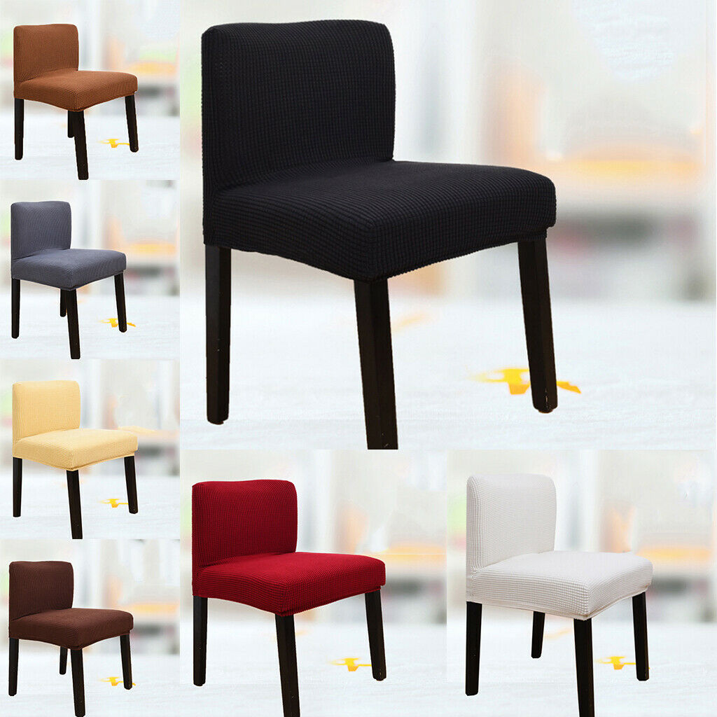 Stretch Short Back Dinning Chair Seat Cover for Banquet Black Slipcovers