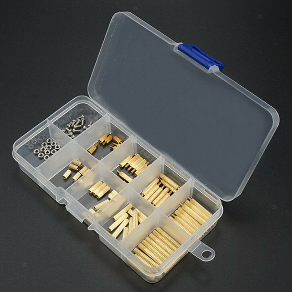 120 Pieces M2 Male Female Brass Pillar Bolt Screw Nut Thread Kit Box-Packed
