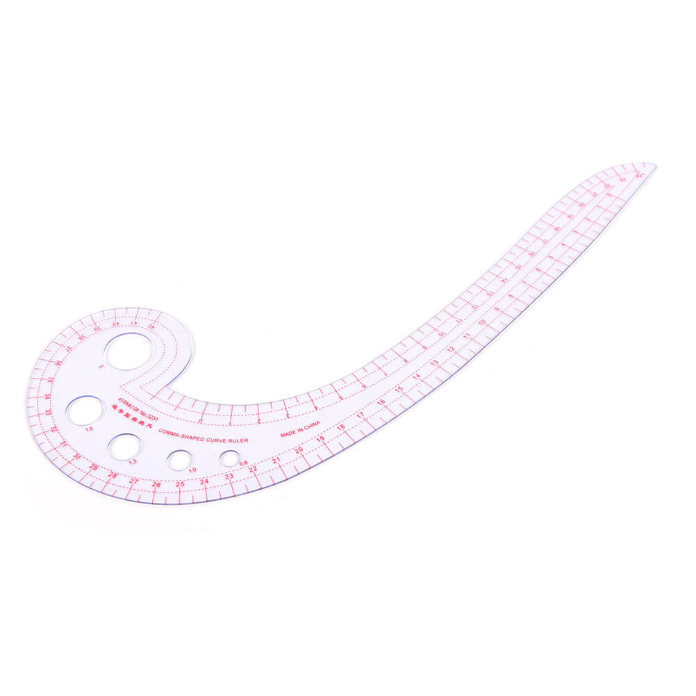 11.8" Long Comma Shaped Plastic Transparent French Curve Ruler Spl .l8