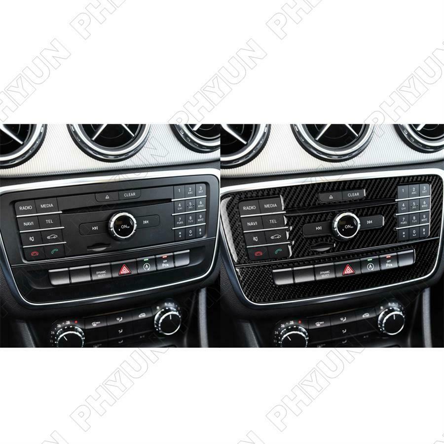 For Mercedes Benz GLA CLA Center Control CD Panel Decor Cover Trim Carbon Fiber
