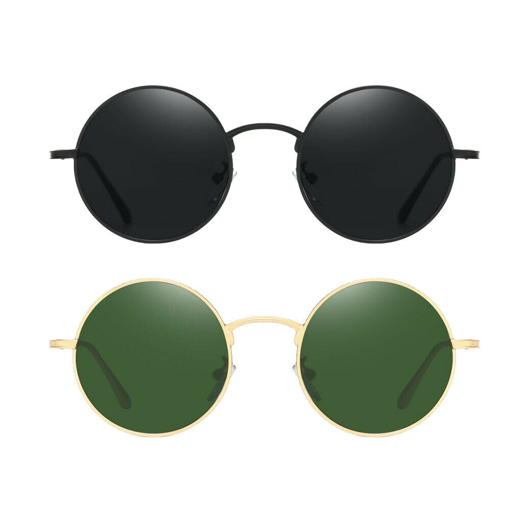 2x Men Women Chic Round Lens Sunglasses Punk Goth Shades Rave Club Costume