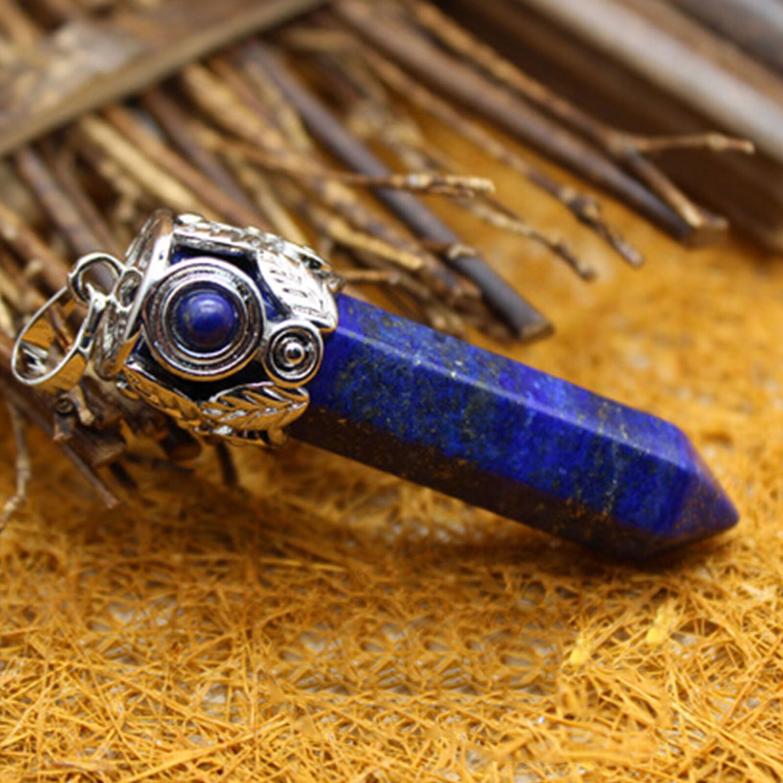 1pc Sodalite Stone Pendant Hexagon point Energy Reiki Healing Amulet