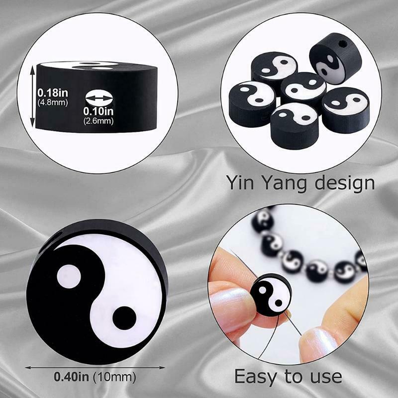 100 Pieces of Yin and Yang Clay Spacer Beads Suitable for Girls Jewelry Making