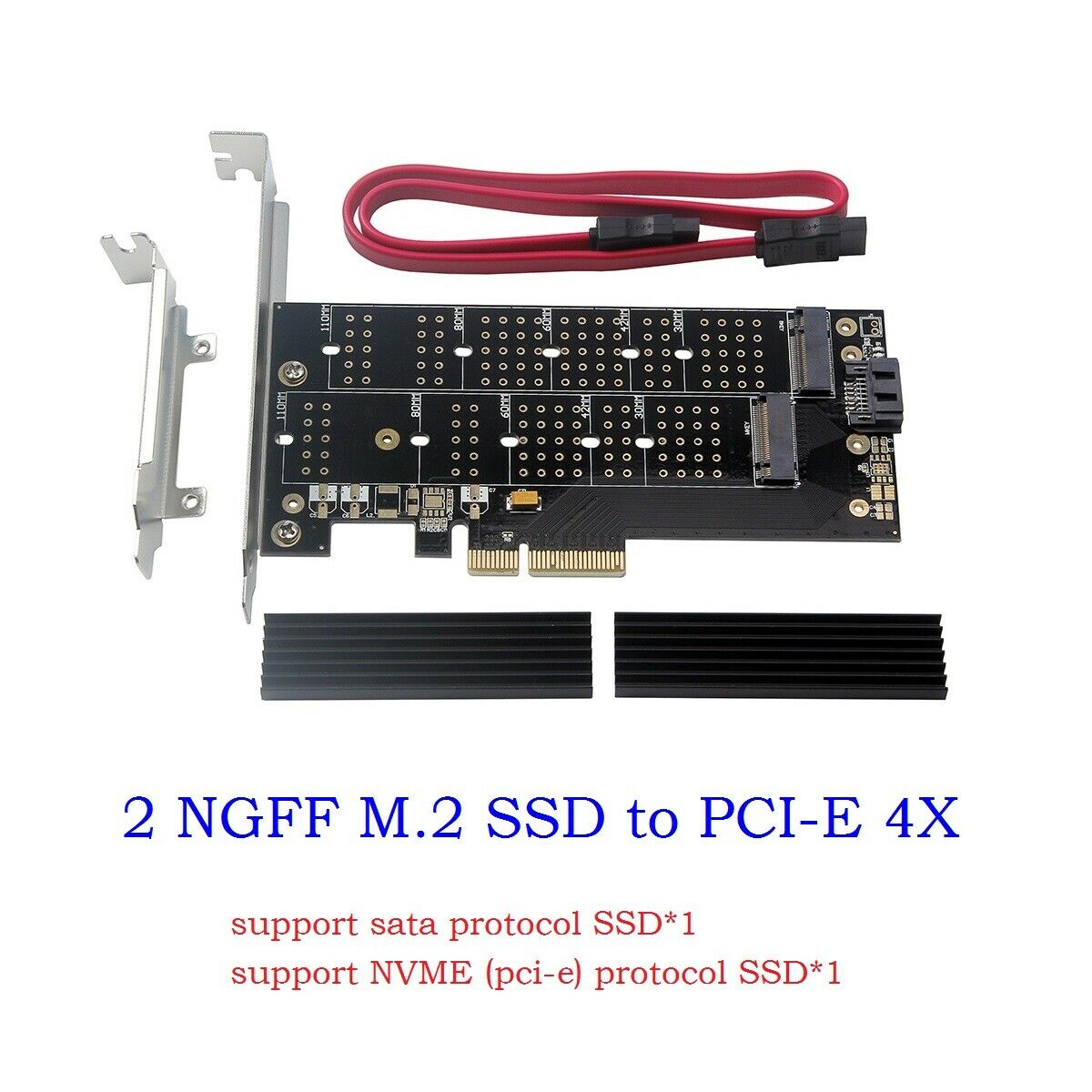 PCI-E 4X to M.2 SSD Adapter Card B-key + M-key M.2 + NVME Converter Card