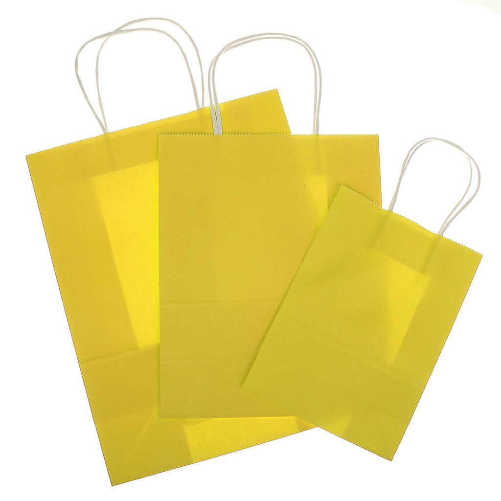 Bright Paper Party Gift Bag With Handles Birthday Wedding Loot Bag Yellow