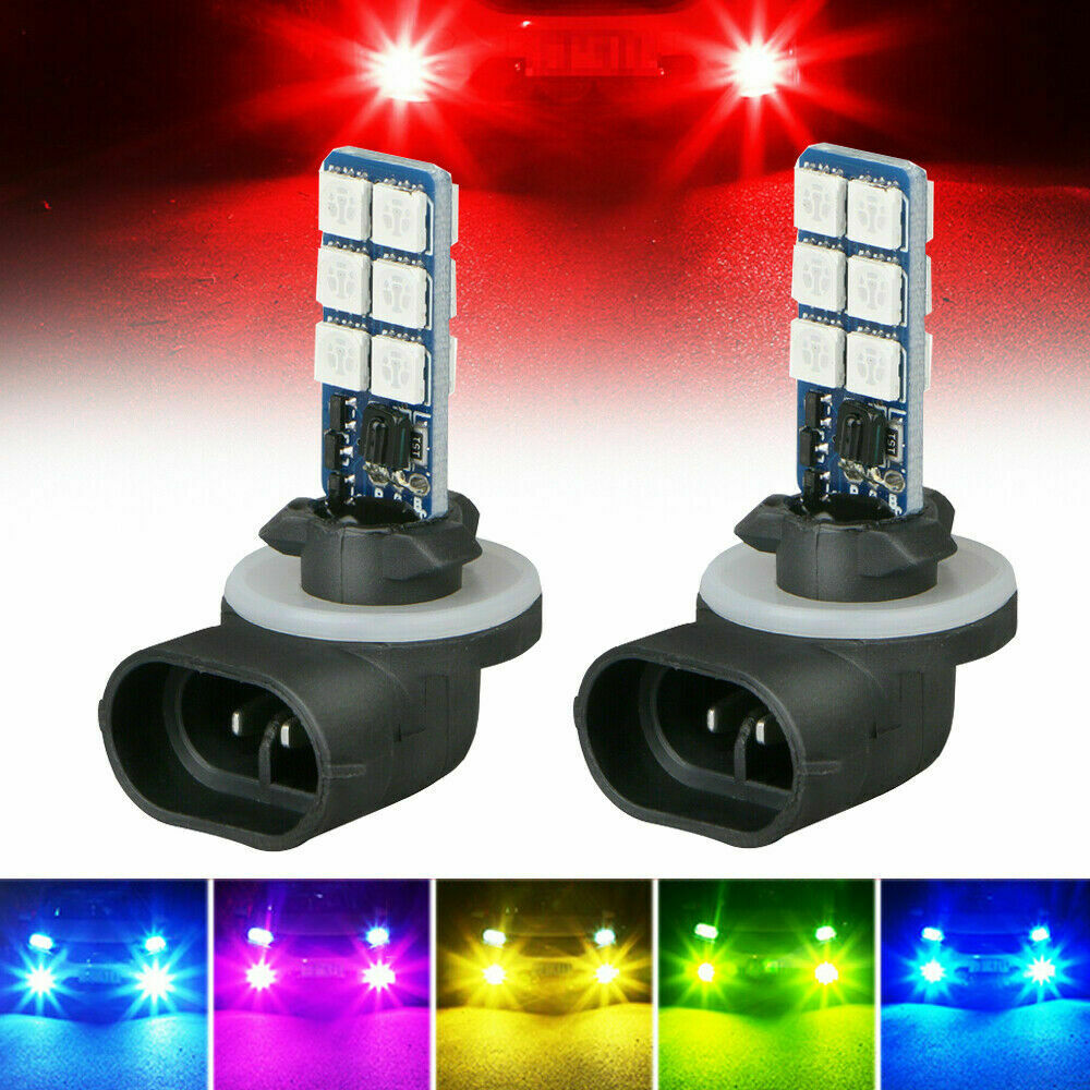 2Ã— Multi-Color 881 5050 RGB LED 12SMD Car Headlight Fog Light Lamp Bulb + Remote