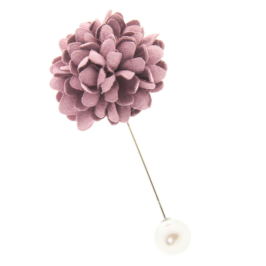 Mens Lapel Purple Flower Boutonniere Stick Brooch Pin Corsage