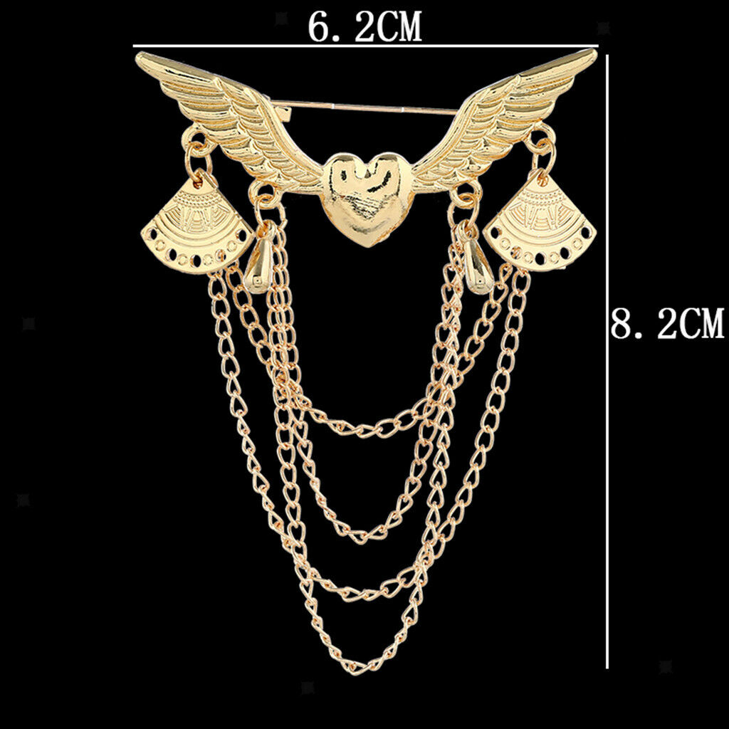 2x Brooch Badge Pins Angel Wings Rhinestone for Men Suit Collar Party Dress