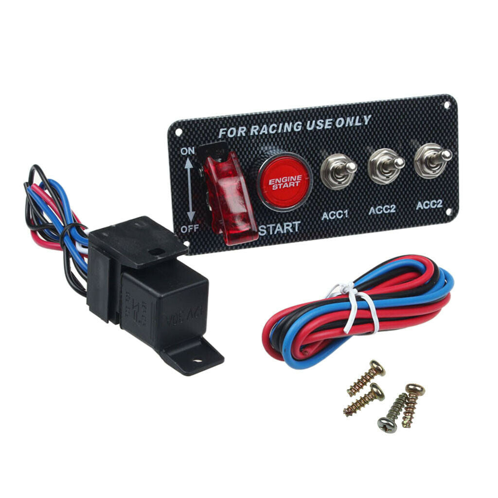 Racing Auto DC 12V Engine Start Switch Panel Engine Start Push Button Red