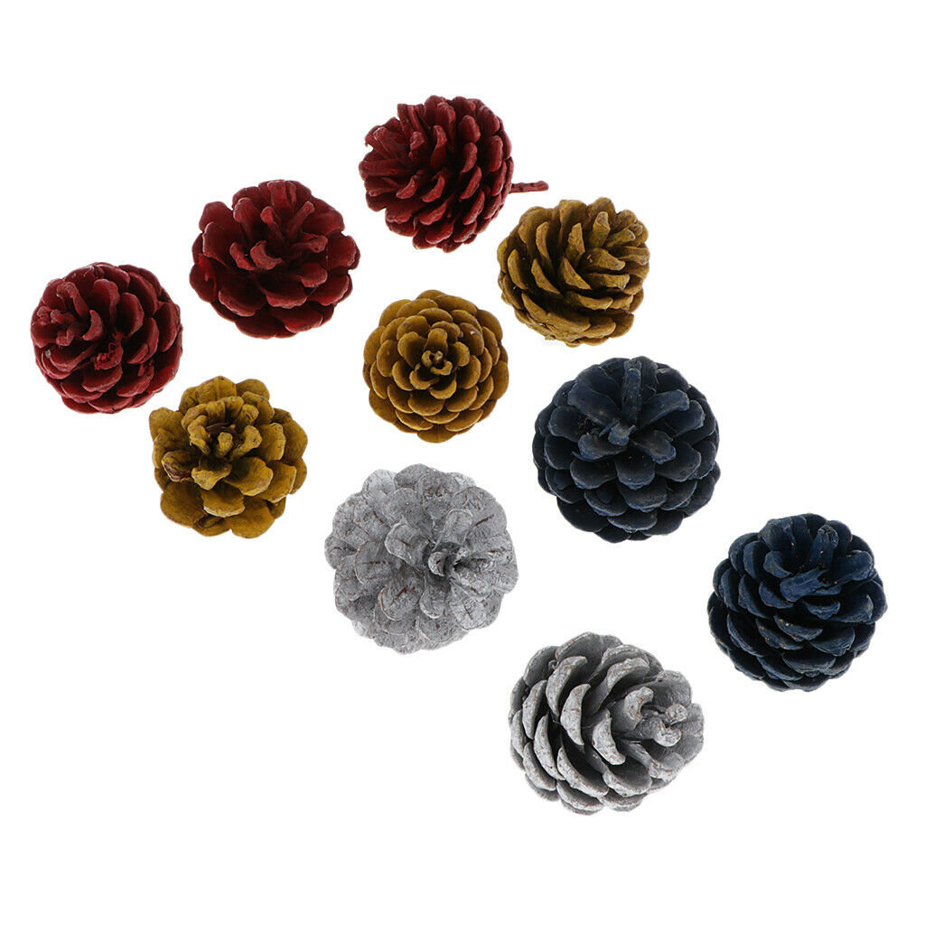 10pcs colorful real pine cone baubles decorations kids DIY festival hanging