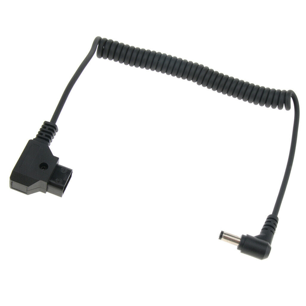 Coiled Power Supply Cable DC Plug 2.5x5.5mm Right Angle to D-Tap Connector