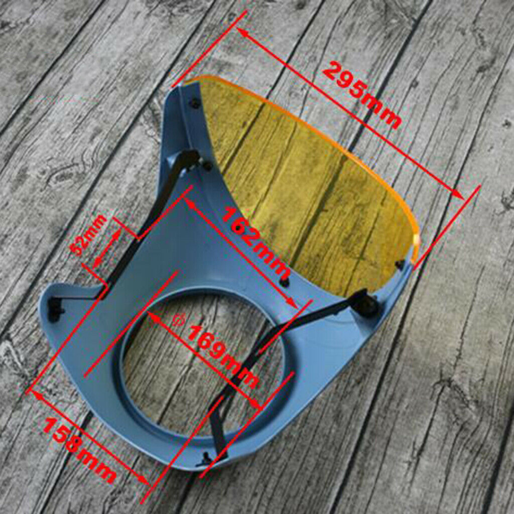 Universal Motorcycle 7" Headlight Fairing Screen Windshield Detachable Cover