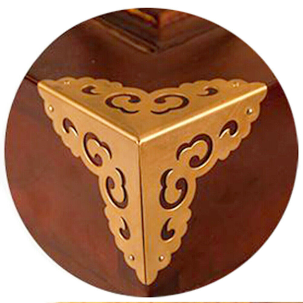 2x Copper Furniture Decorative Corner Desk Chest Jewelry Box Protector Retro