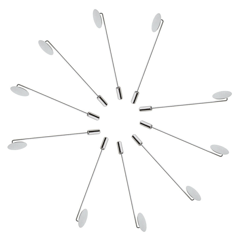 10Pcs Blank Tray Glue On Pad Lapel Stick Pin DIY Clutch Boutonniere Brooch