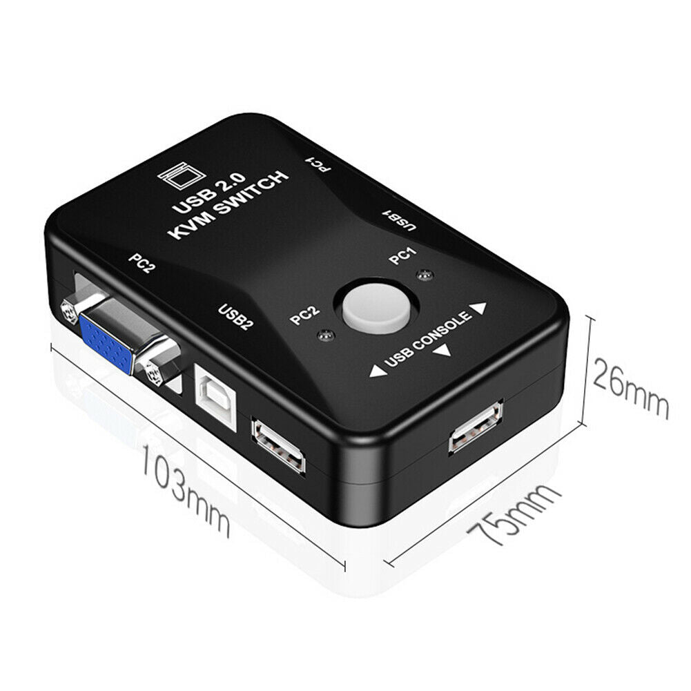 HW1701 2 Ports USB Manual KVM Switch Box 2 in 1 Out 1080P VGA Splitter Switcher