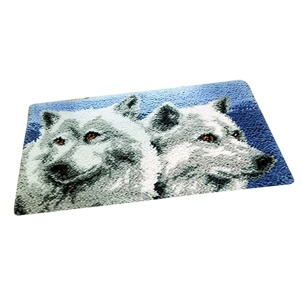 DIY Latch Hook Kit Rug Making Crafts for Kids/Adults 20 inch X 15 inch Wolf with