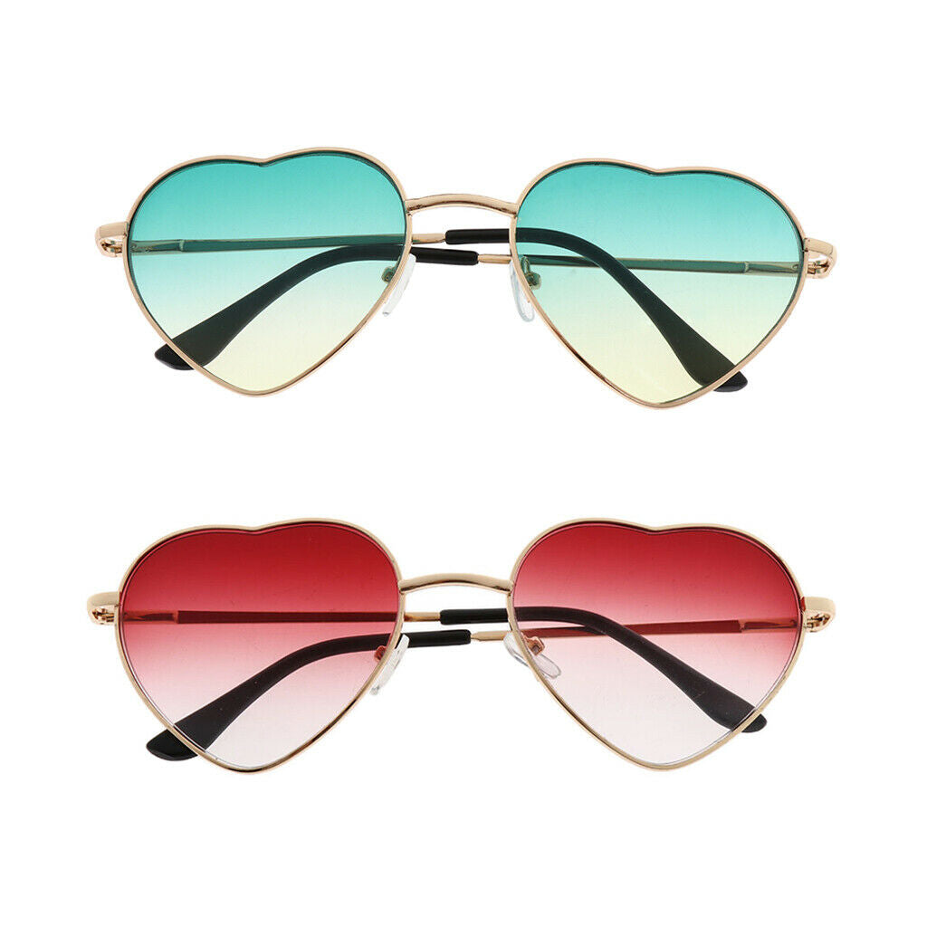 2 Piece Women Heart Shaped Sunglasses Fashion Shades Sunnies Costume Glasses