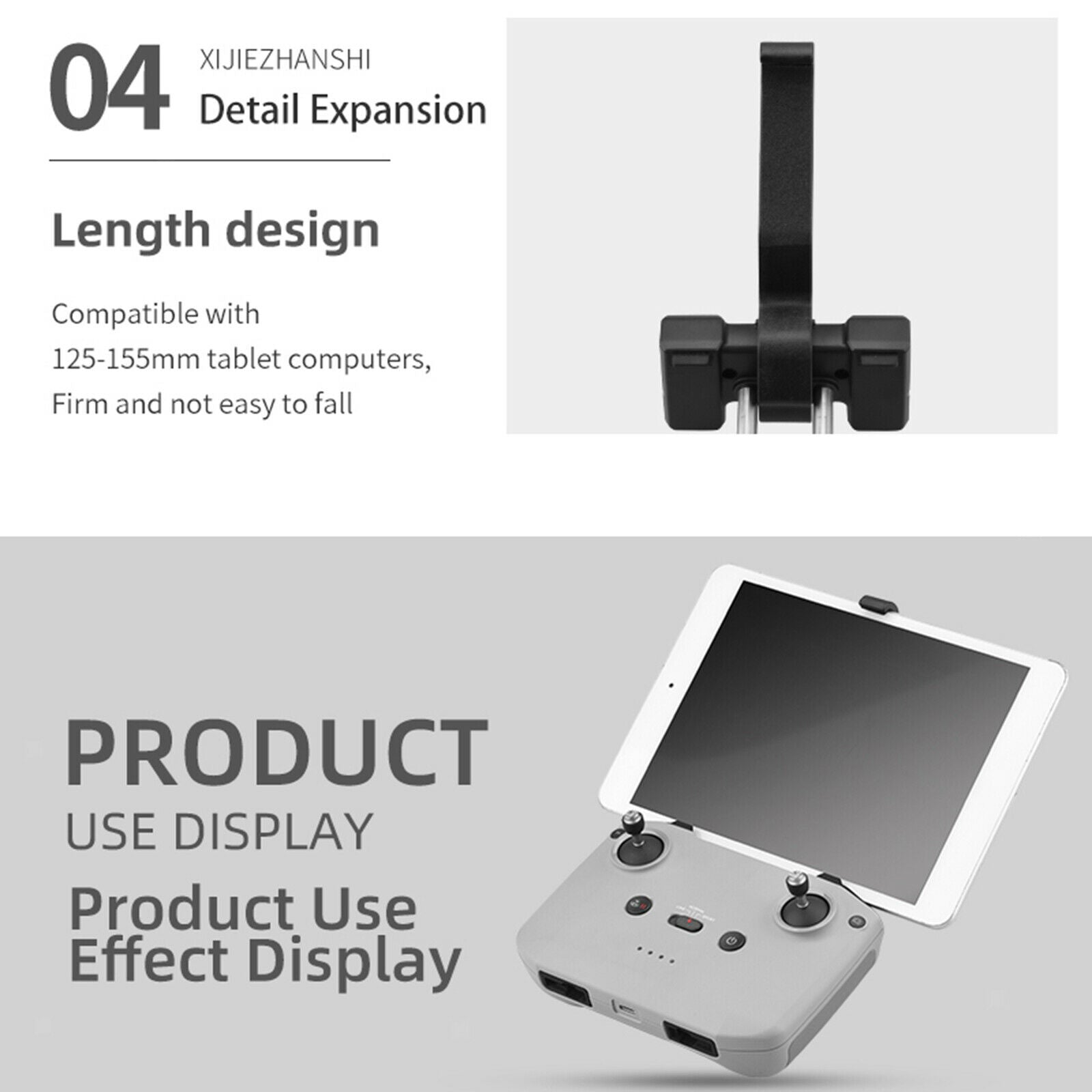 Adjustable Tablet Extension Bracket Holder for DJI Mavic Air 2 Drone Black