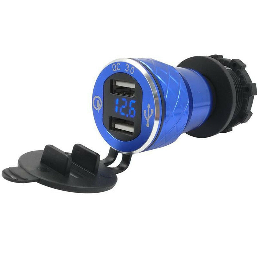 Blue Dual USB Cigarette Lighter 4.2A Phone Charger with Waterproof Cover for BMW