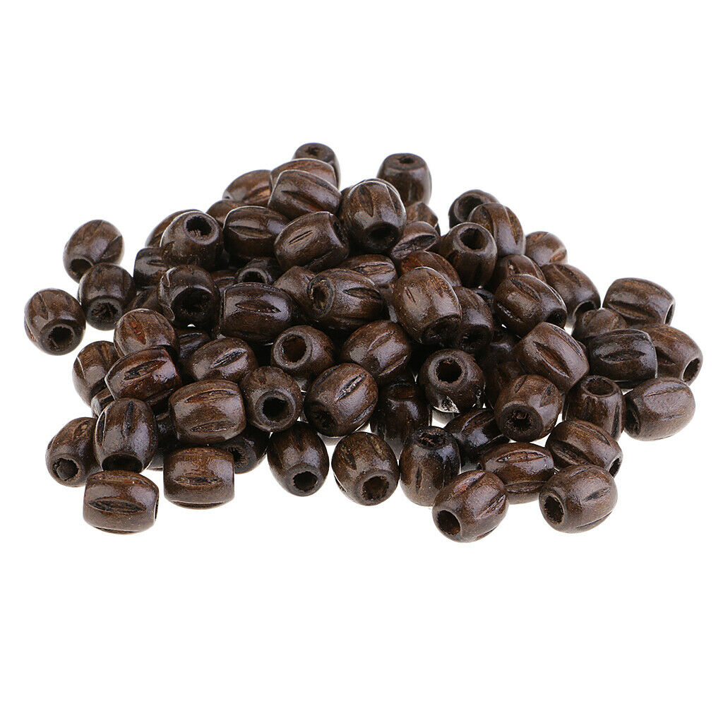 100 Pcs Carved Oval Wooden Beads Loose Beads for Kids Bead Crafts