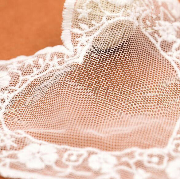 5pcs Heart-shape Embroidered Net yarn Lace Collar Applique Clothing Sewing