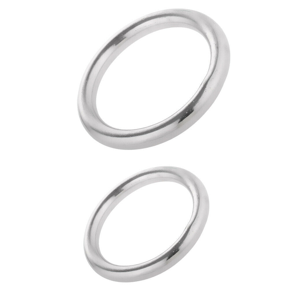 2pcs Boat Marine Stainless Steel Welded Polished O Rings 40mm & 30mm Diameter