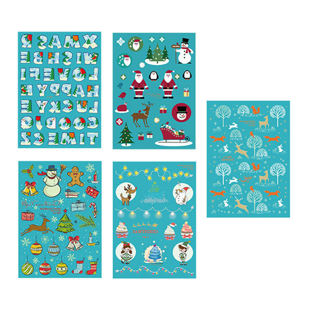 5 Pieces Tattoos Body Art Water Stickers Christmas Tree Santa Elk Decals
