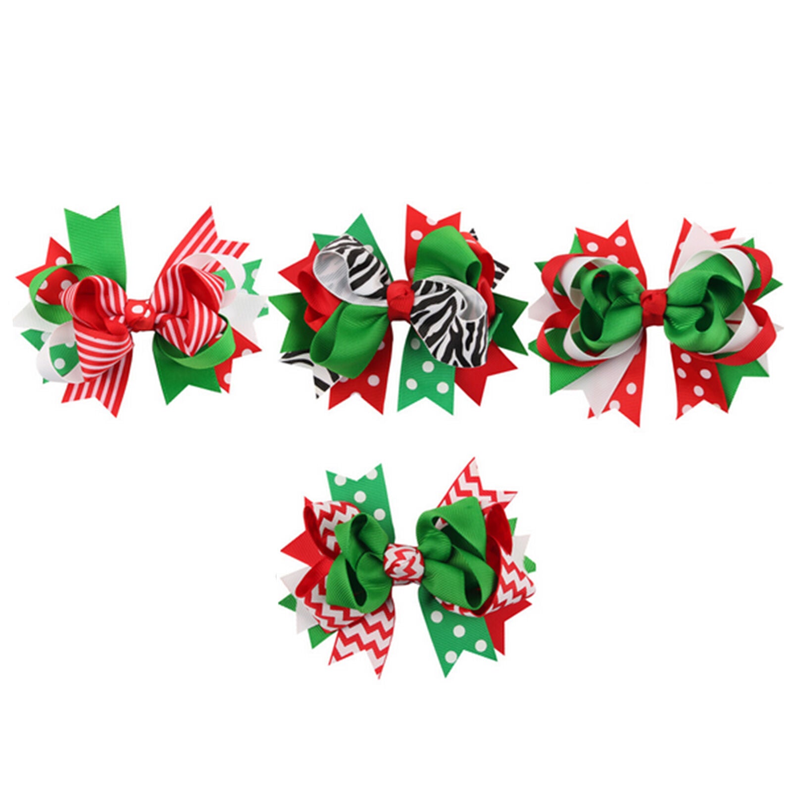 9Pcs x Girl Hair Bows Clip Girl Christmas Holiday Snowflake Ribbon Hairpin Gifts