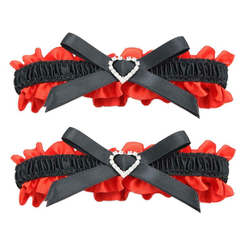 1 Pair Womens Love Heart Bows Leg Garter Belt Rings